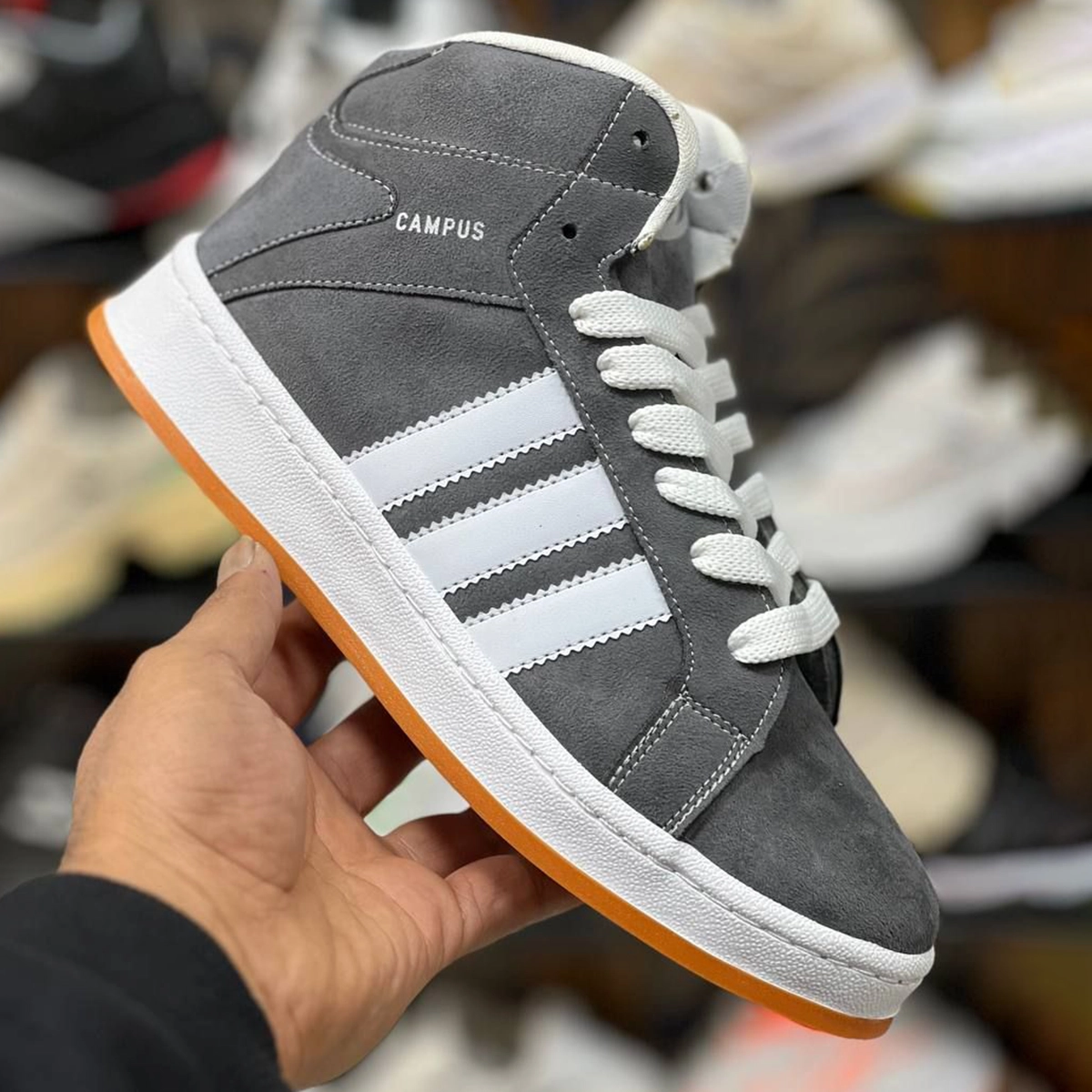 کفش ورزشی مردانه ساقدار مدل Adidas Campus طوسی تیره سفید