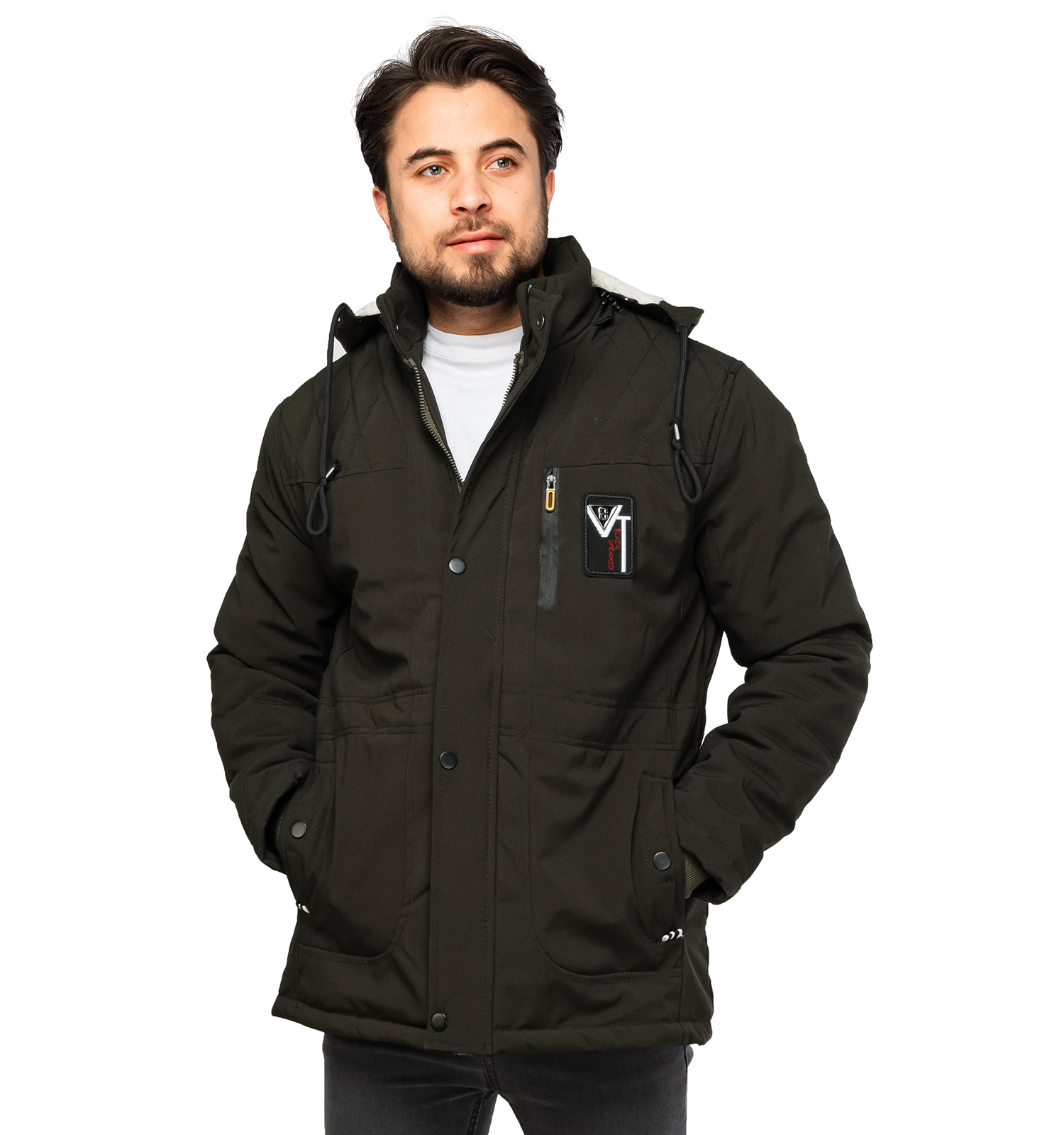 کاپشن برزنتی مردانه کلاهدار مدل 46319