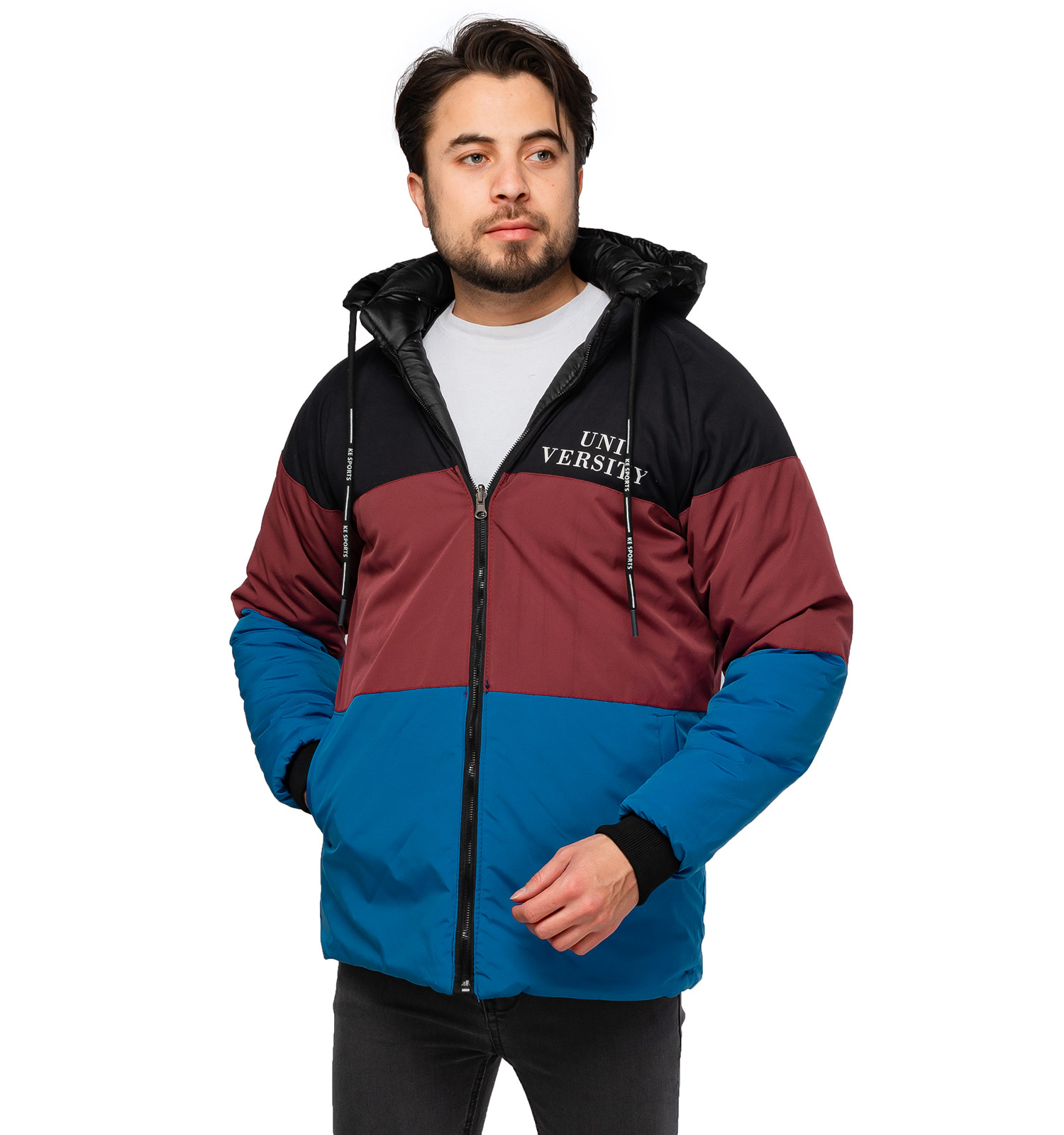 کاپشن سیلیکونی دو رو مردانه کلاهدار مشکی North Face مدل 46317