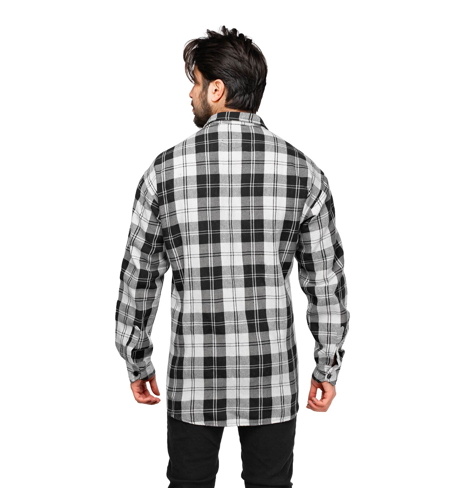 پیراهن اسپرت پشمی مردانه آستین بلند چهارخانه مدل 46003