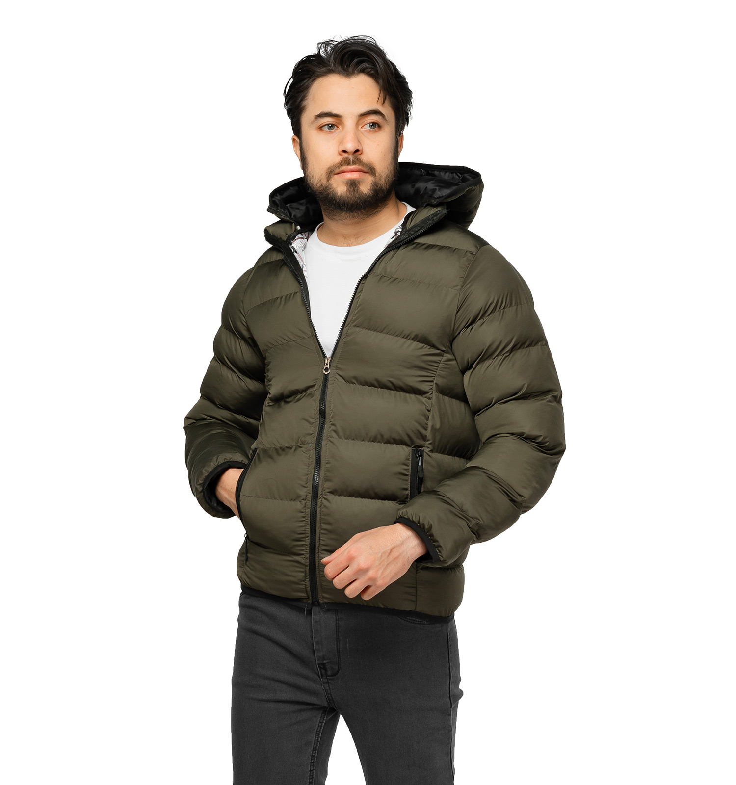 کاپشن مردانه بادی کلاهدار مدل 46194