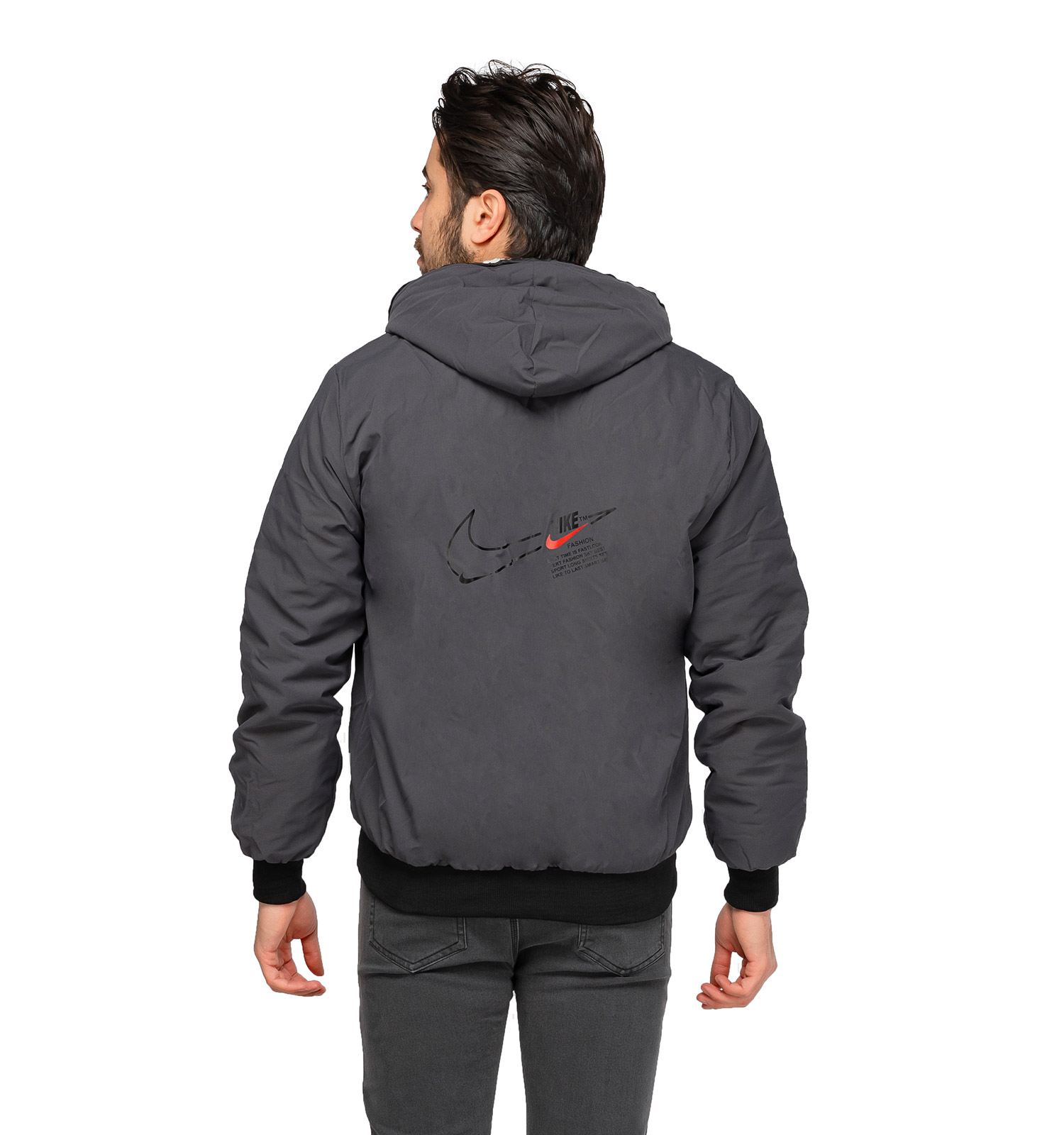 کاپشن مردانه بادگیر طوسی مدل 46195