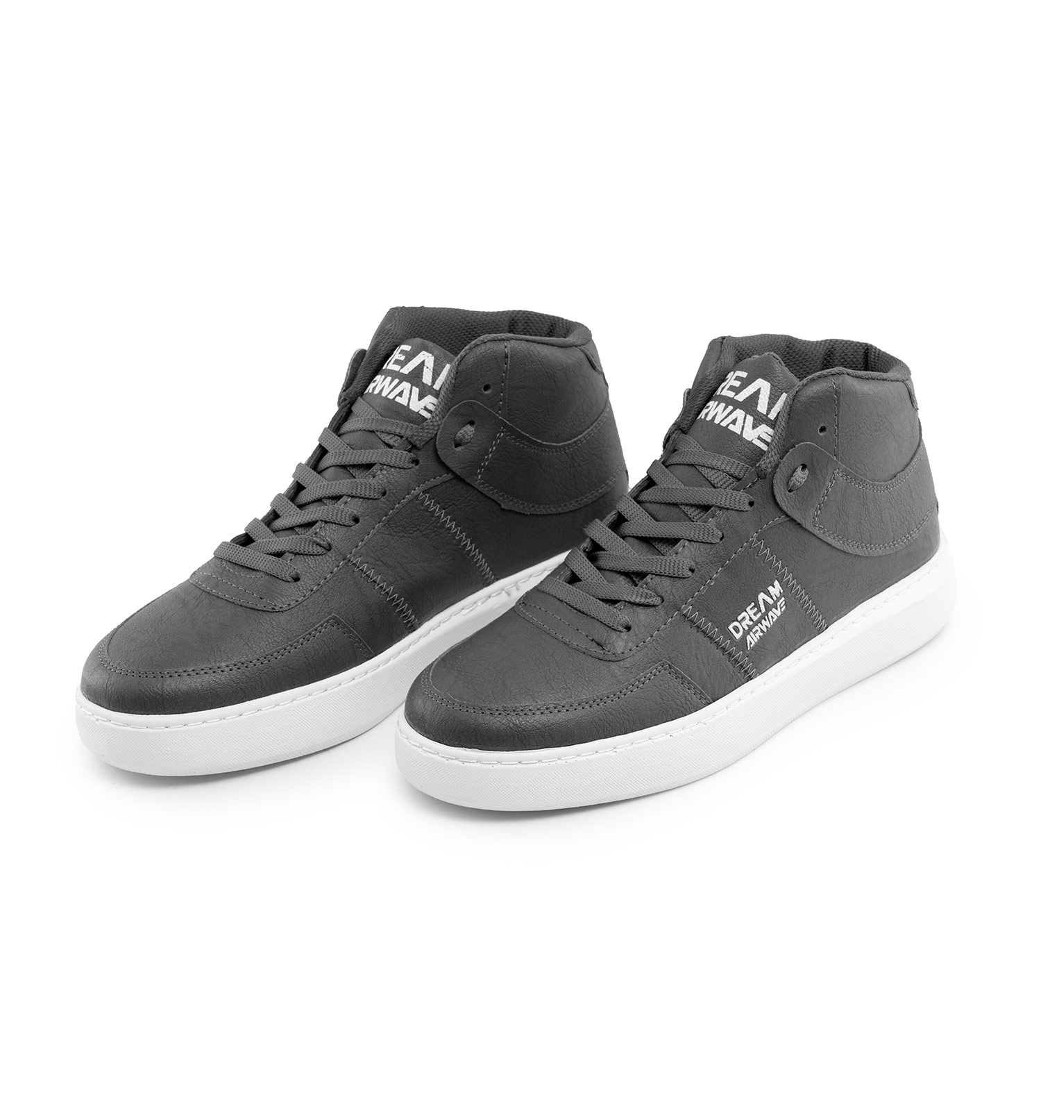 کفش ساقدار چرم مصنوعی مردانه طوسی بند دار مدل 46323