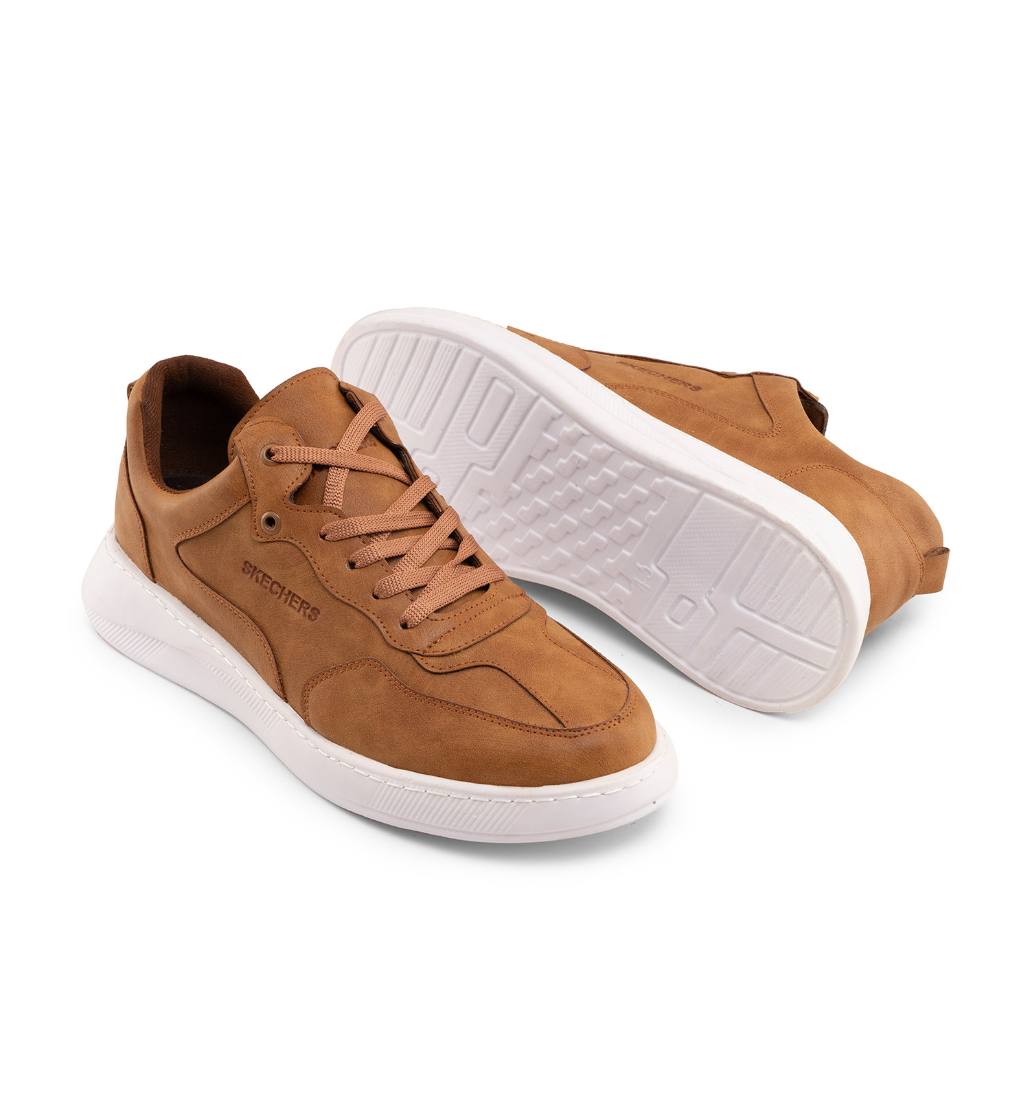 کفش روزمره مردانه Skechers چرم مصنوعی بند دار عسلی مدل 46343