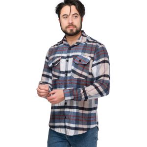 پیراهن اسپرت پشمی مردانه چهارخونه مدل 46306