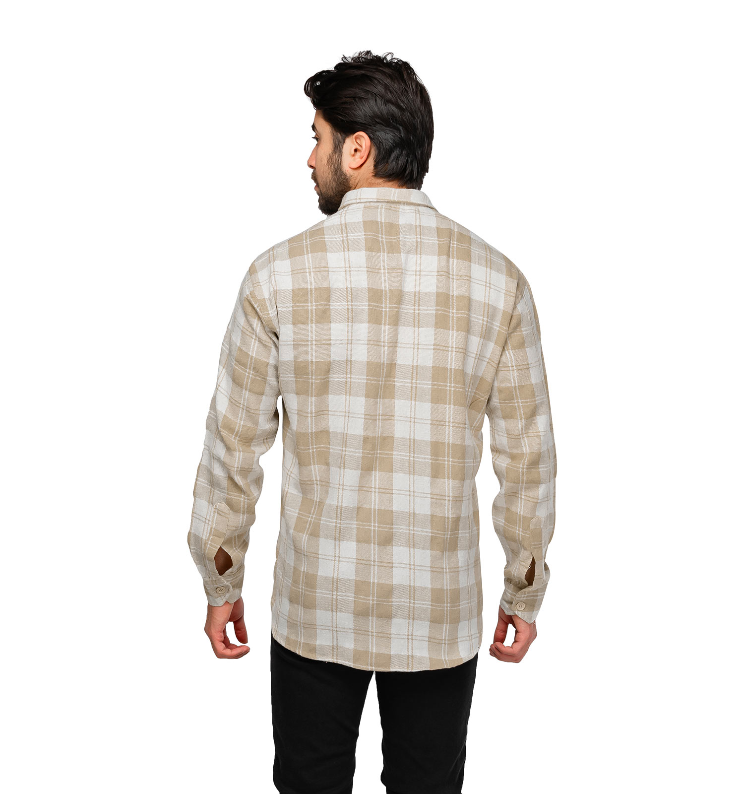 پیراهن اسپرت پشمی مردانه آستین بلند چهارخانه مدل 46002