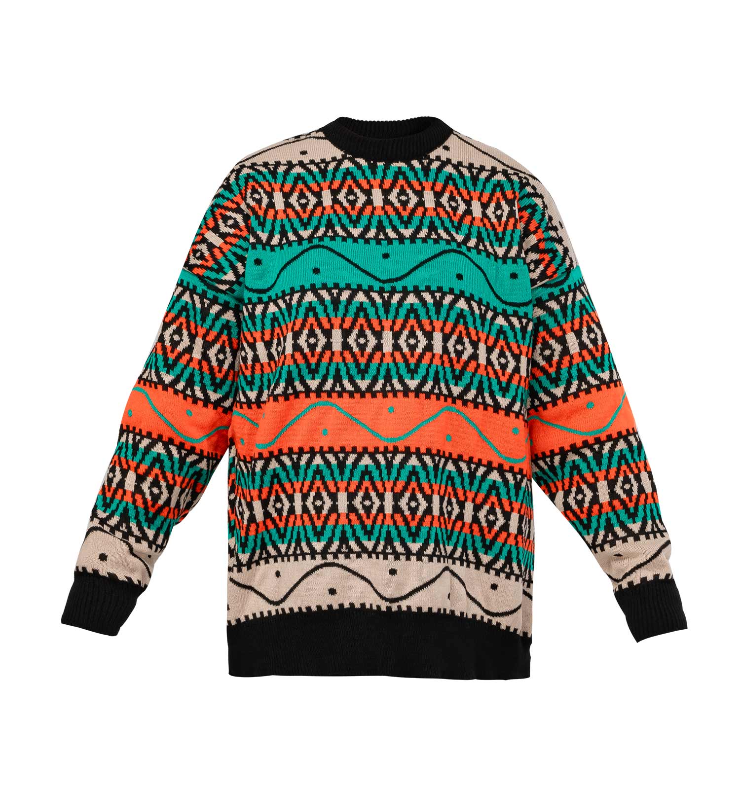 تونیک بافت زنانه طرحدار یقه گرد فری سایز مدل 46023