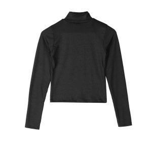 بلوز زنانه یقه اسکی ساده مشکی مدل 46029