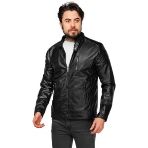 کاپشن چرم مصنوعی اسپرت مشکی مدل 46181