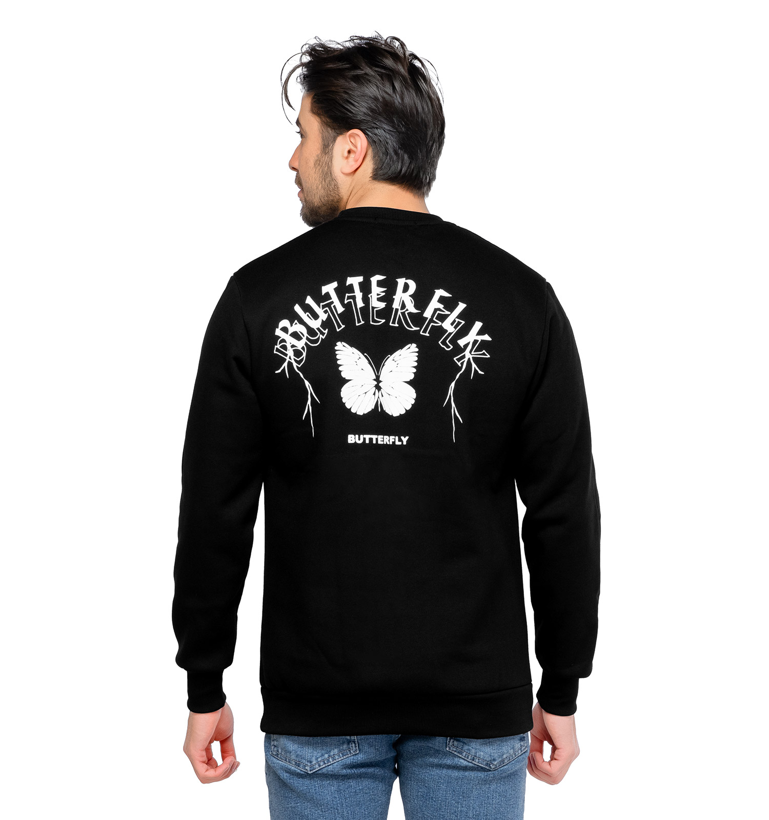 بلوز دورس یقه گرد Butter fly ساده مشکی مدل 46058