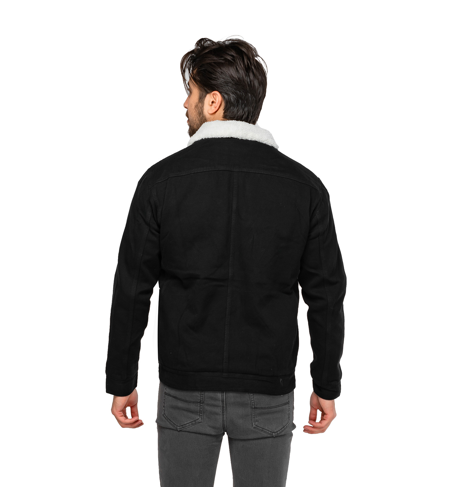 کاپشن لی مردانه یقه خز دار مشکی مدل 46114