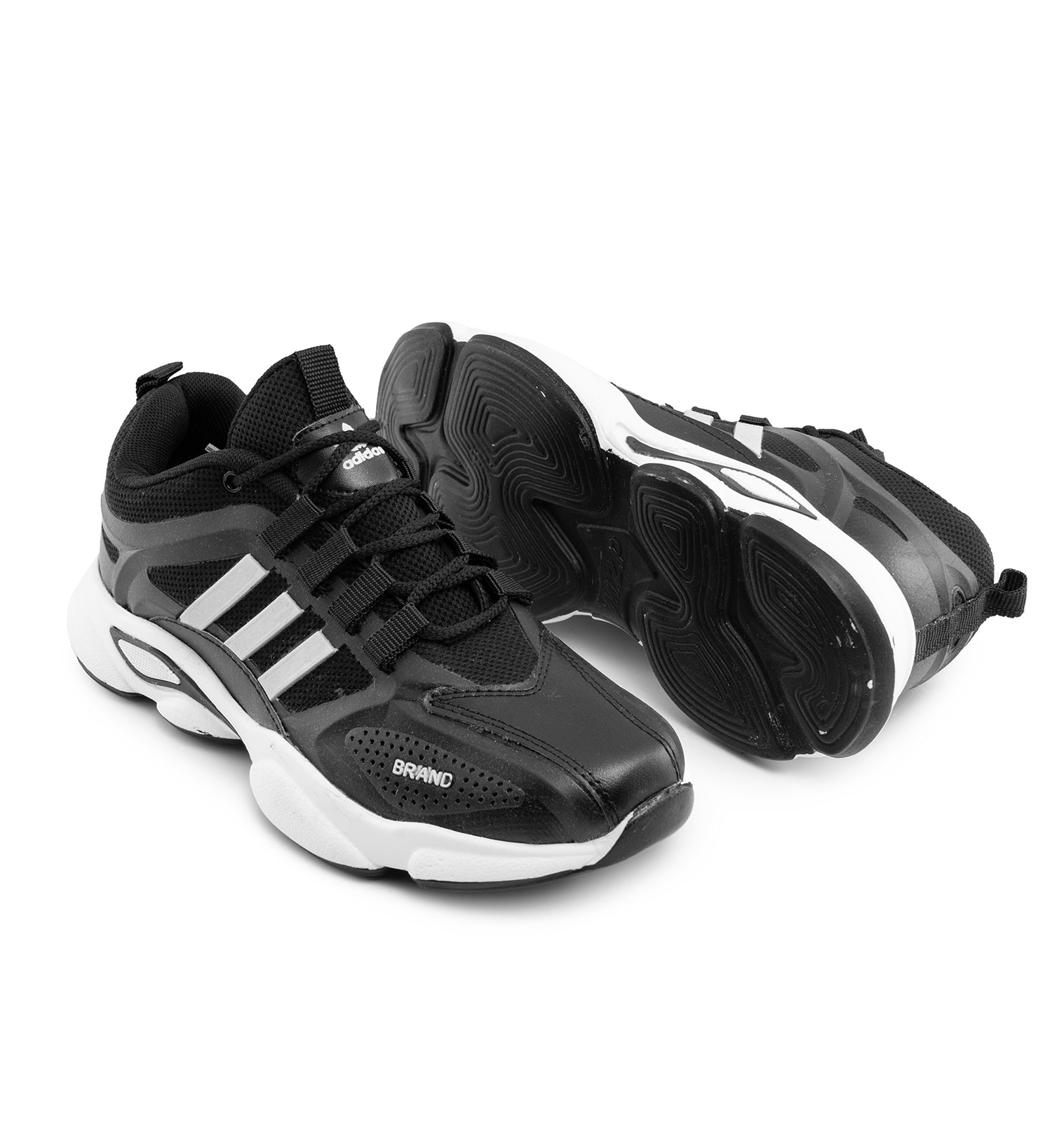 کفش اسپرت Adidas مردانه مشکی سفید بندی مدل 46192