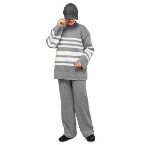ست بلوز شلوار بافت زنانه یقه گرد مدل 45870