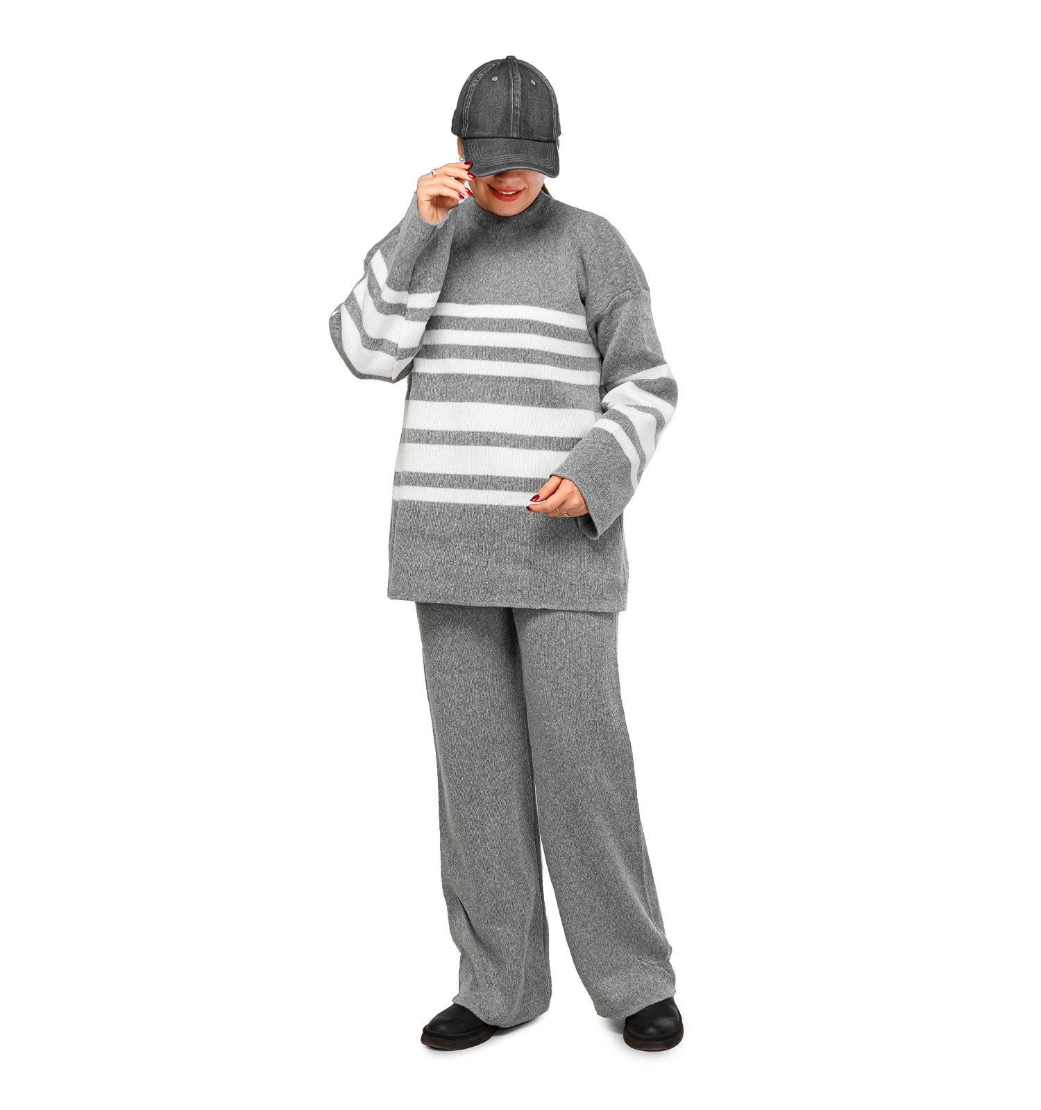 ست بلوز شلوار بافت زنانه یقه گرد مدل 45870