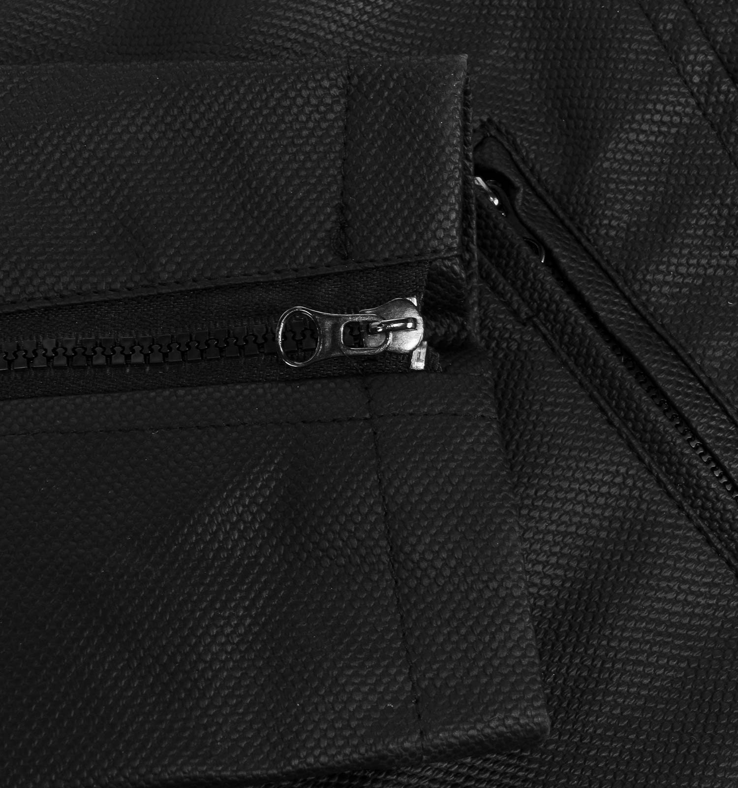 کاپشن چرم مصنوعی سوزنی اسپرت مشکی مدل 46560