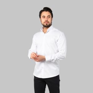 پیراهن مردانه آستین بلند ساده سفید Polo مدل 46776