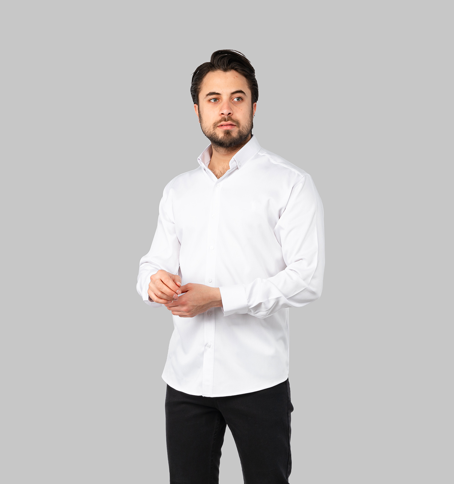 پیراهن مردانه آستین بلند ساده سفید Polo مدل 46776