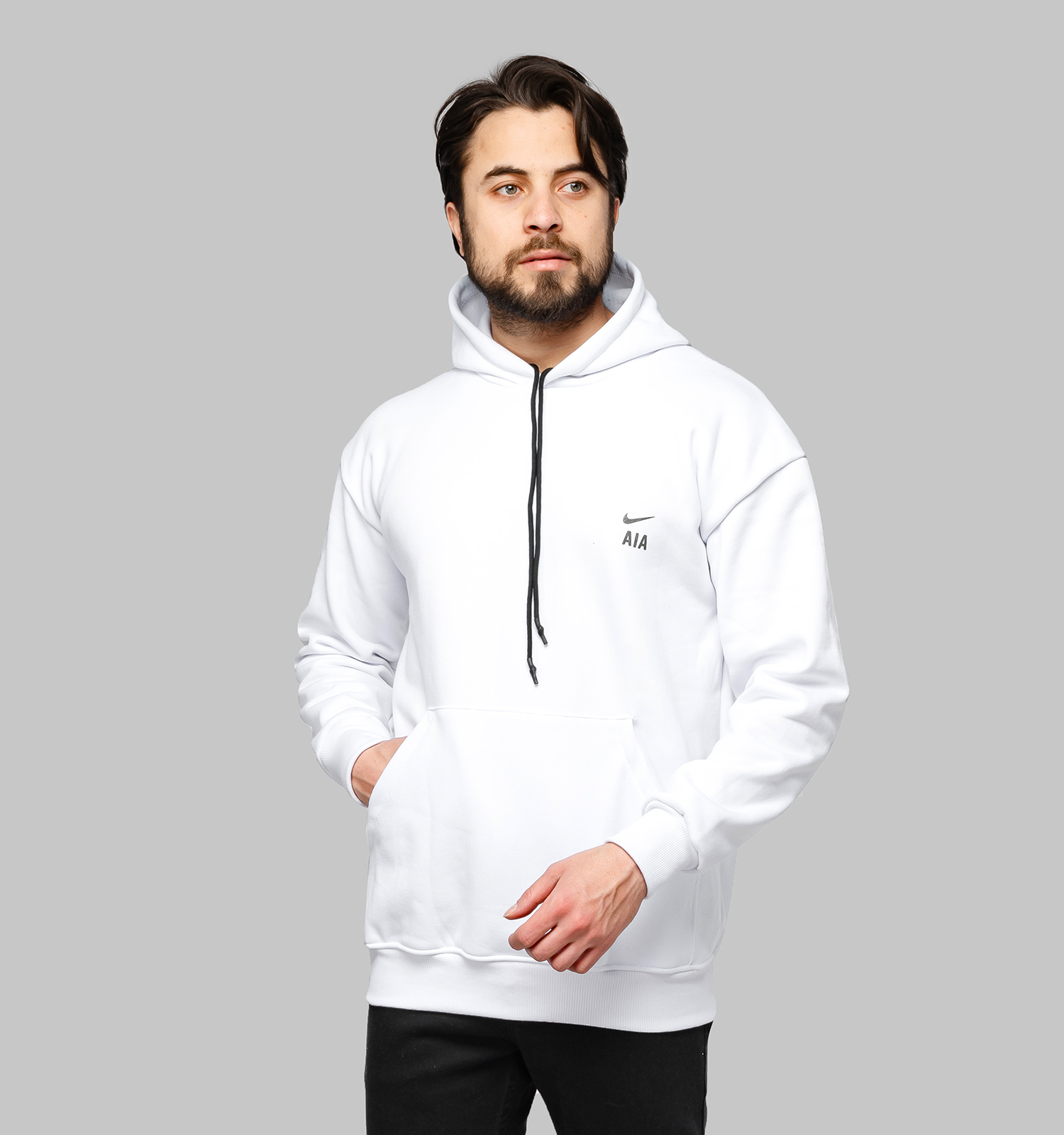 هودی مردانه کلاهدار سفید ساده Nike مدل 46679