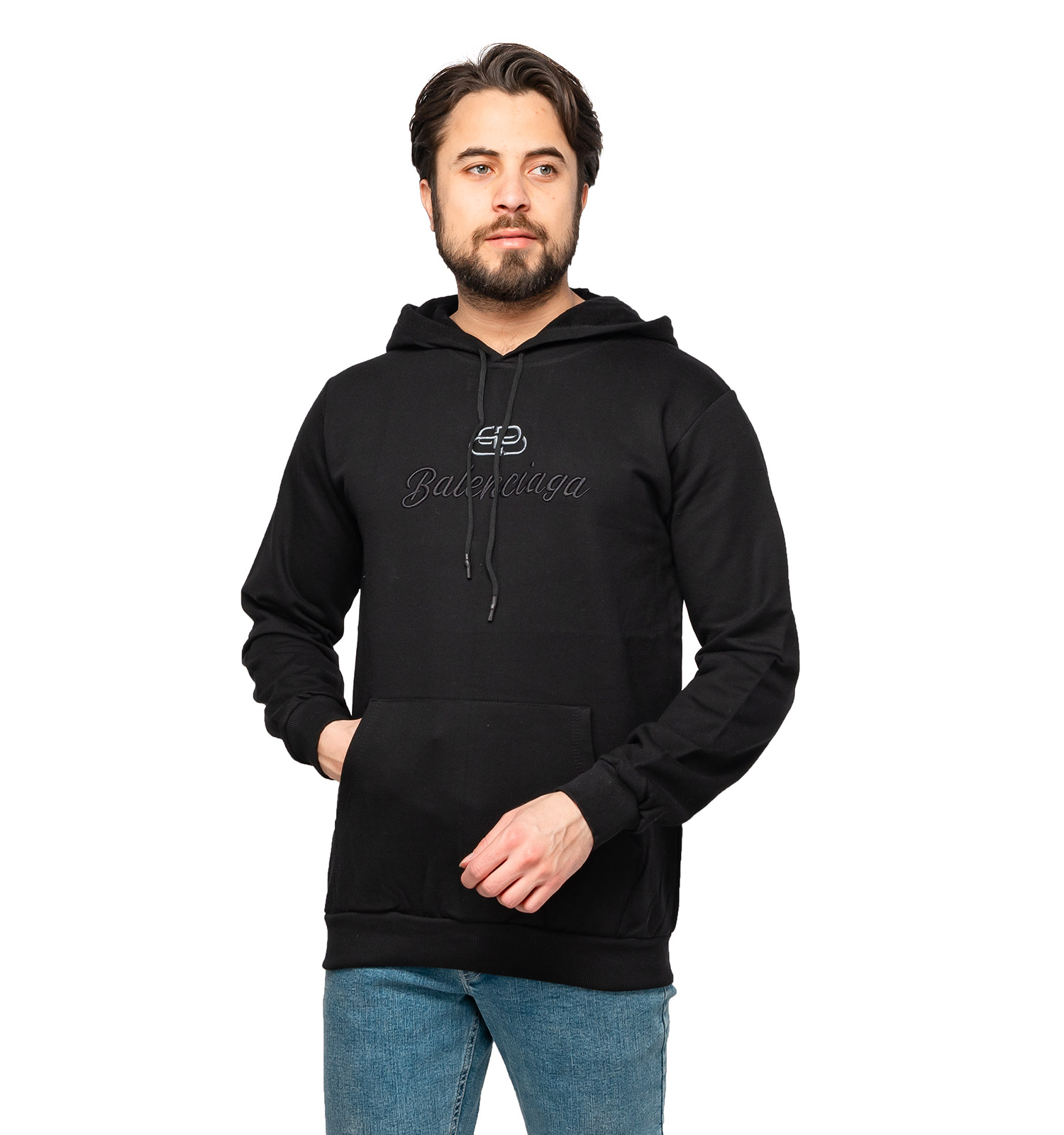 هودی کلاهدار مشکی گلدوزی شده Balenciaga مدل 46662