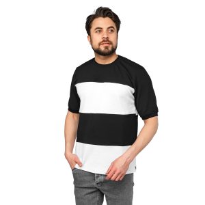تیشرت یقه گرد مردانه رینگری مشکی سفید مدل 47014