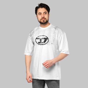 تیشرت لش Diesel یقه گرد مردانه سفید طرحدار مدل 46939