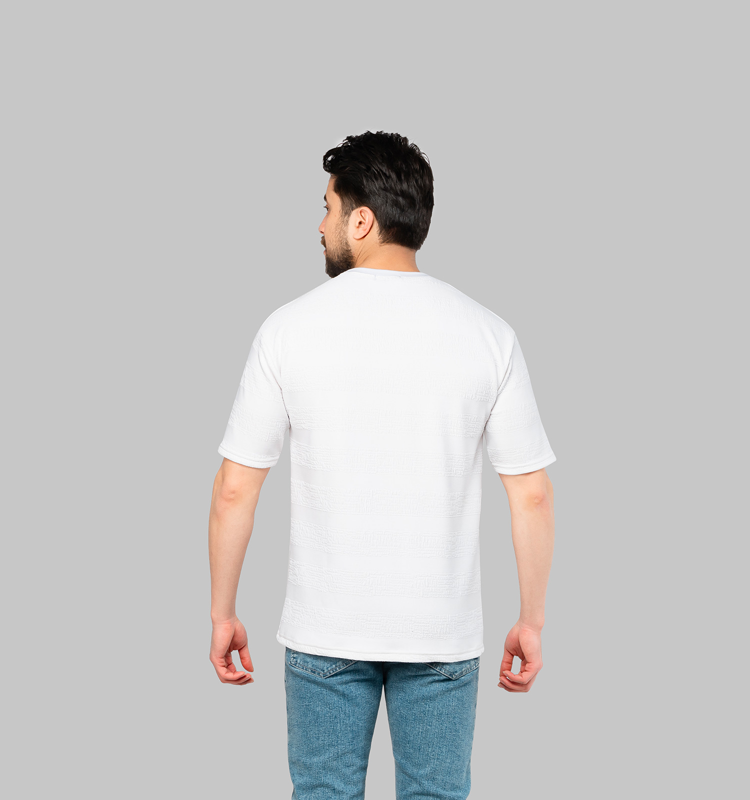 تیشرت یقه گرد مردانه سفید مراکشی گلدوزی شده مدل 46950