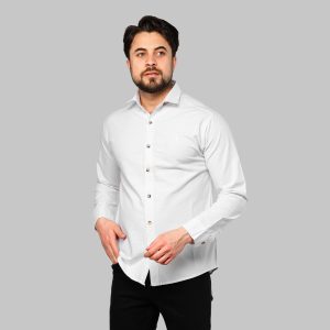 پیراهن اسپرت لنین مردانه ساده سفید Polo مدل 46958