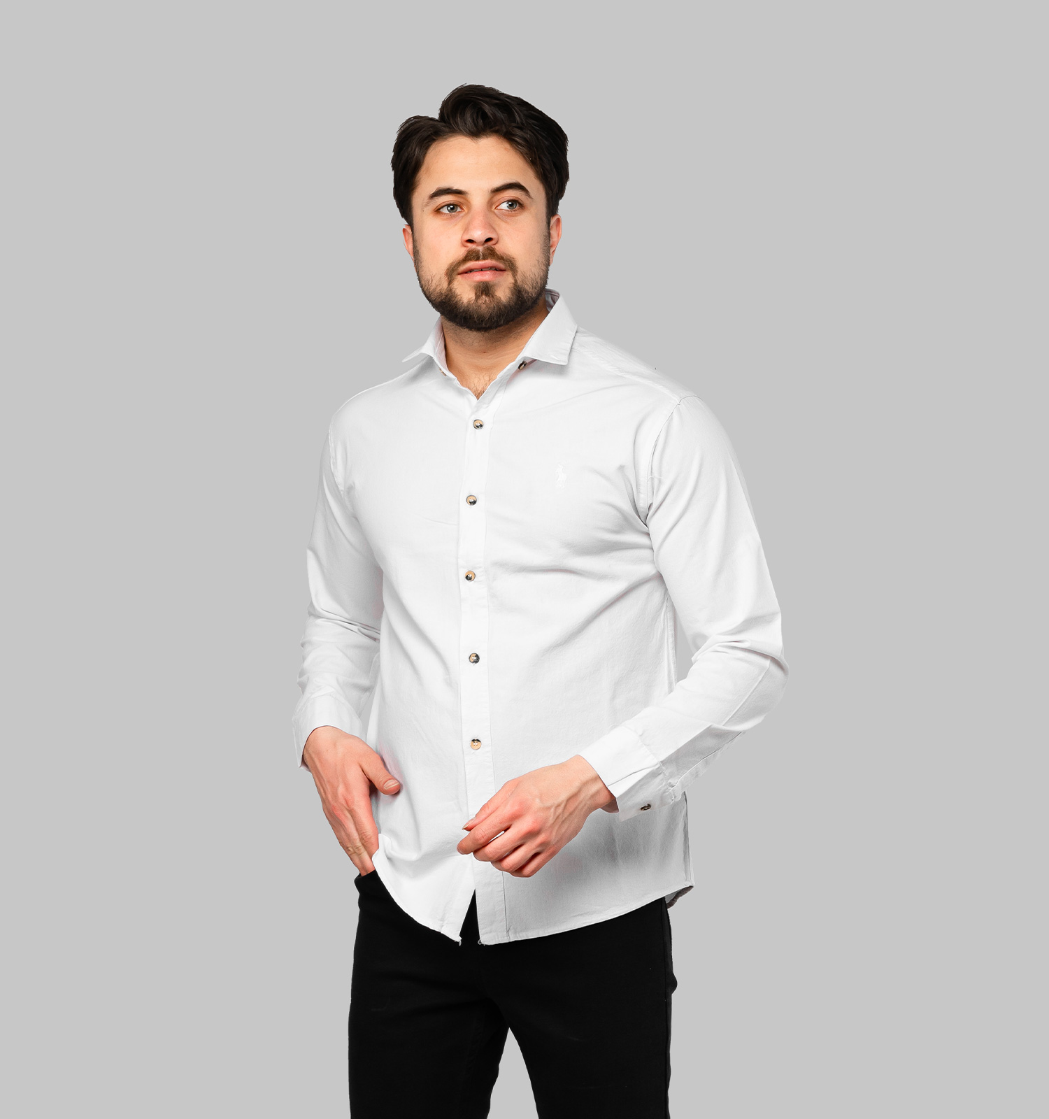 پیراهن اسپرت لنین مردانه ساده سفید Polo مدل 46958