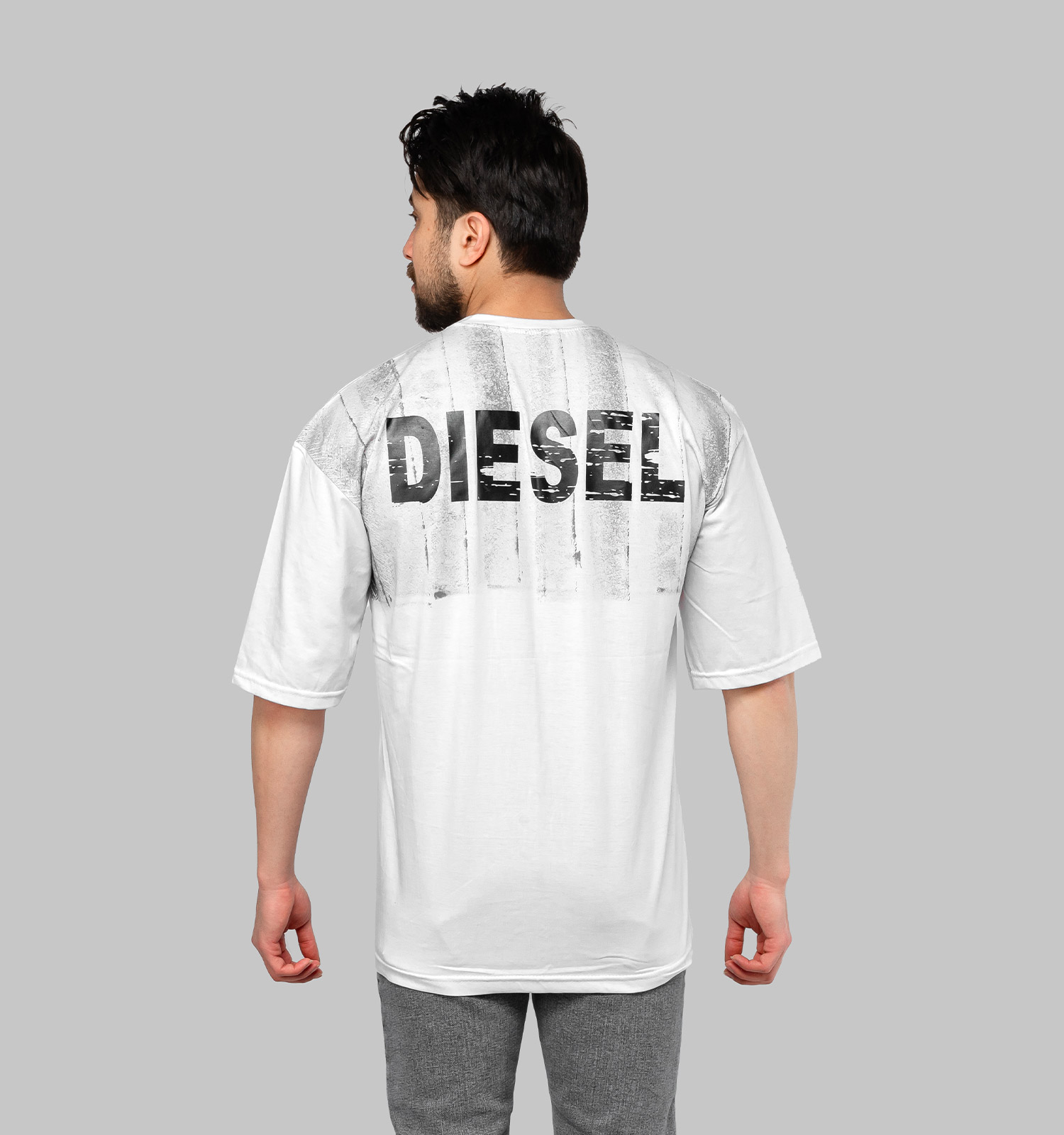تیشرت لش Diesel یقه گرد مردانه سفید طرحدار مدل 46939