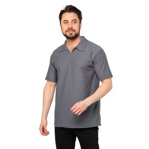 تیشرت یقه دار مردانه طوسی ساده مدل 46883