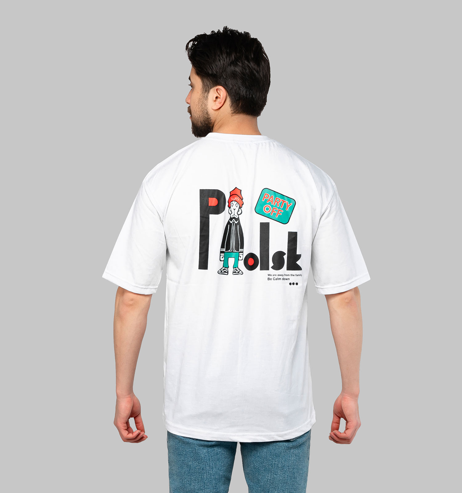 تیشرت لش یقه گرد مردانه سفید طرحدار مدل 46937