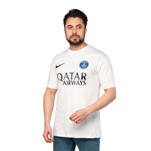 کیت ورزشی پاری سن ژرمن یقه گرد مردانه سفید مدل 46867