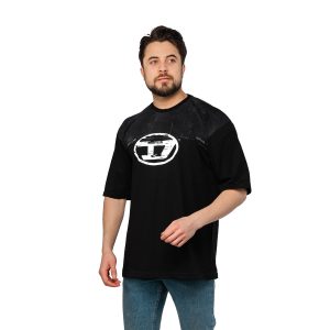 تیشرت لش Diesel یقه گرد مردانه مشکی طرحدار مدل 46938