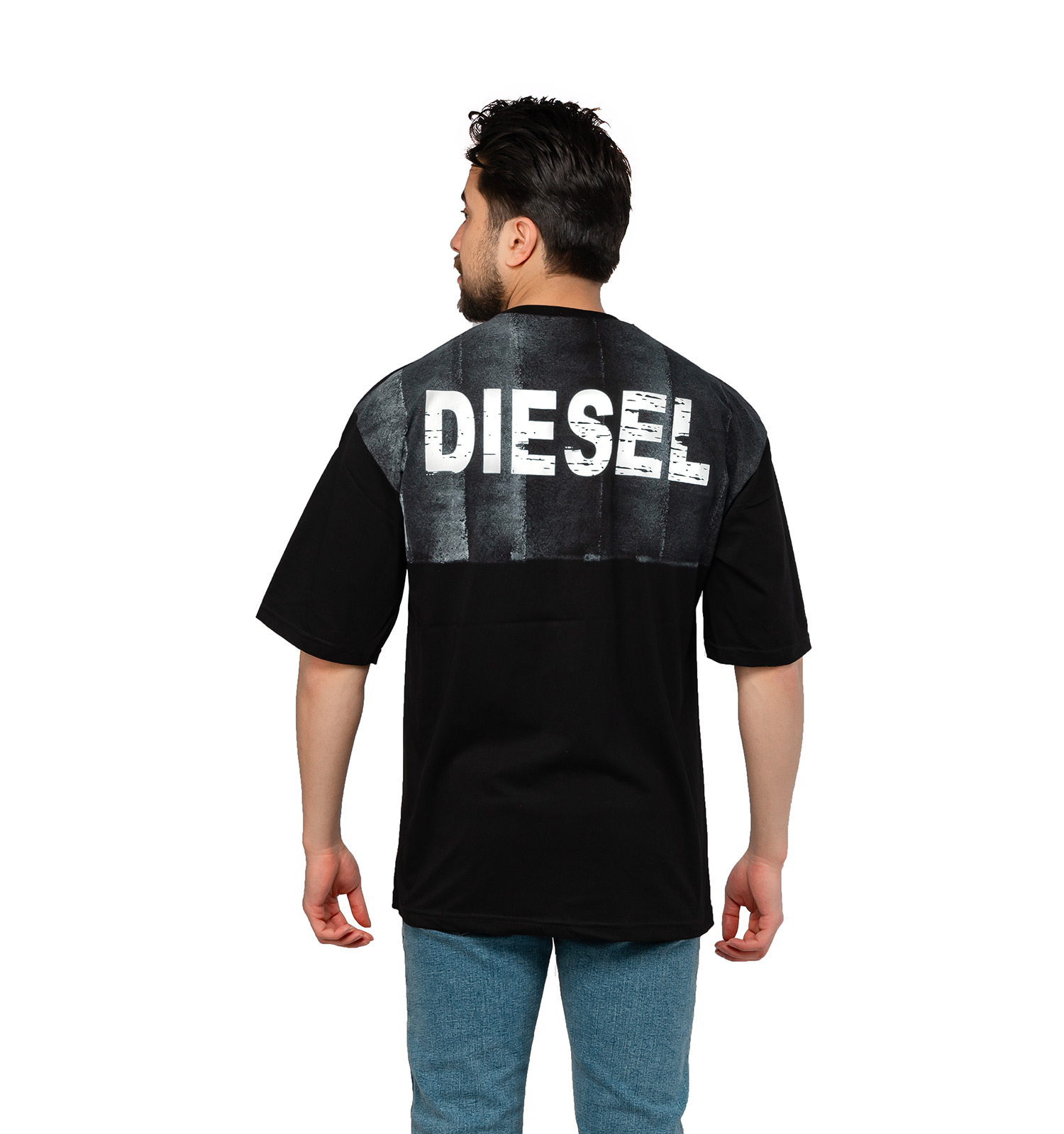 تیشرت لش Diesel یقه گرد مردانه مشکی طرحدار مدل 46938