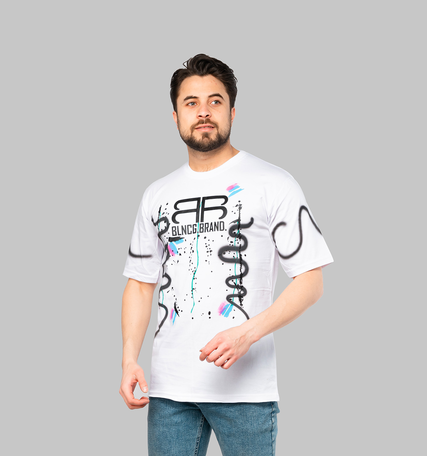 تیشرت Balenciaga یقه گرد مردانه سفید مدل 46942