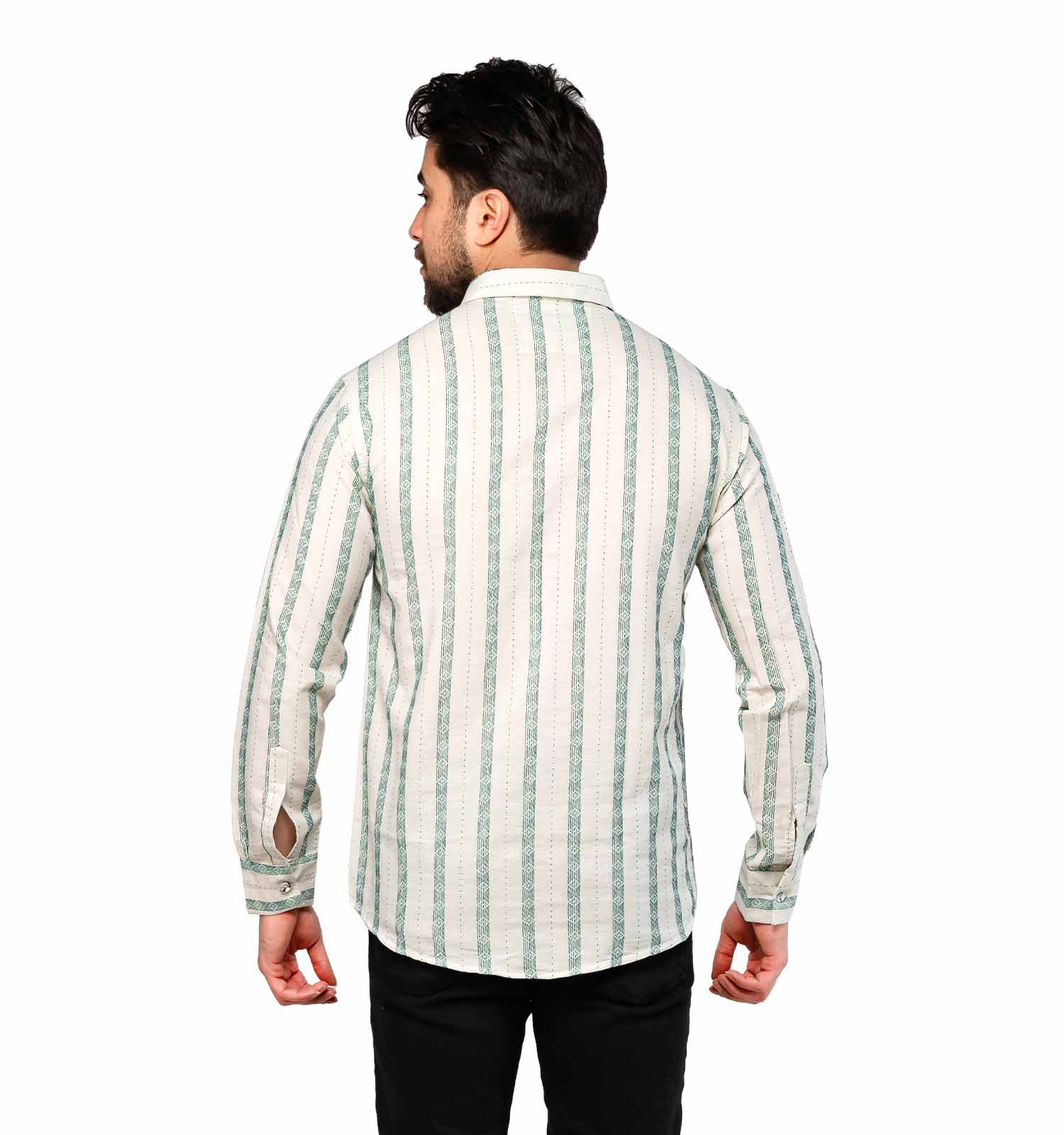 پیراهن لنین یقه پیراهنی مردانه آستین بلند راه راه polo مدل 46924
