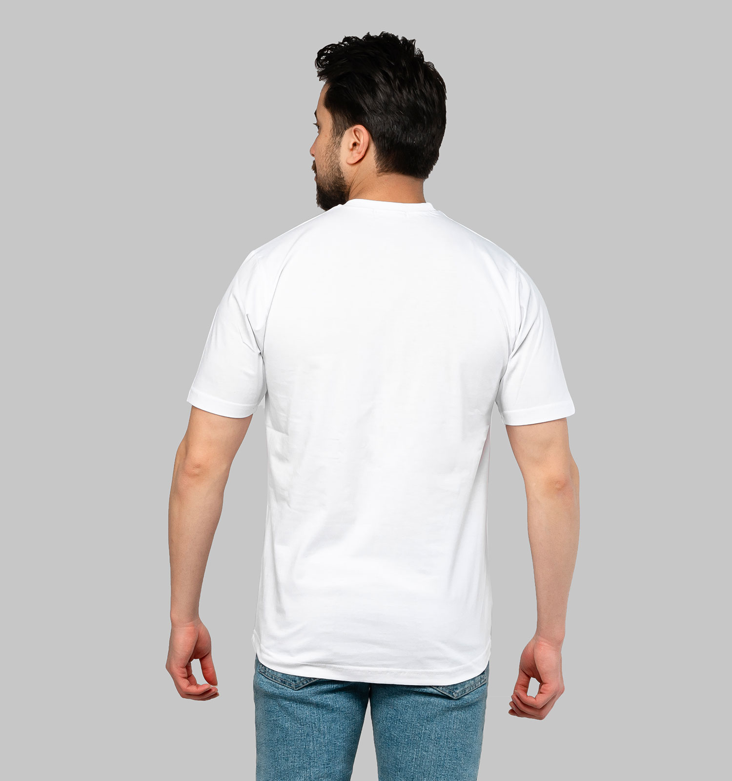 کیت ورزشی بارسلونا یقه گرد مردانه سفید مدل 46930