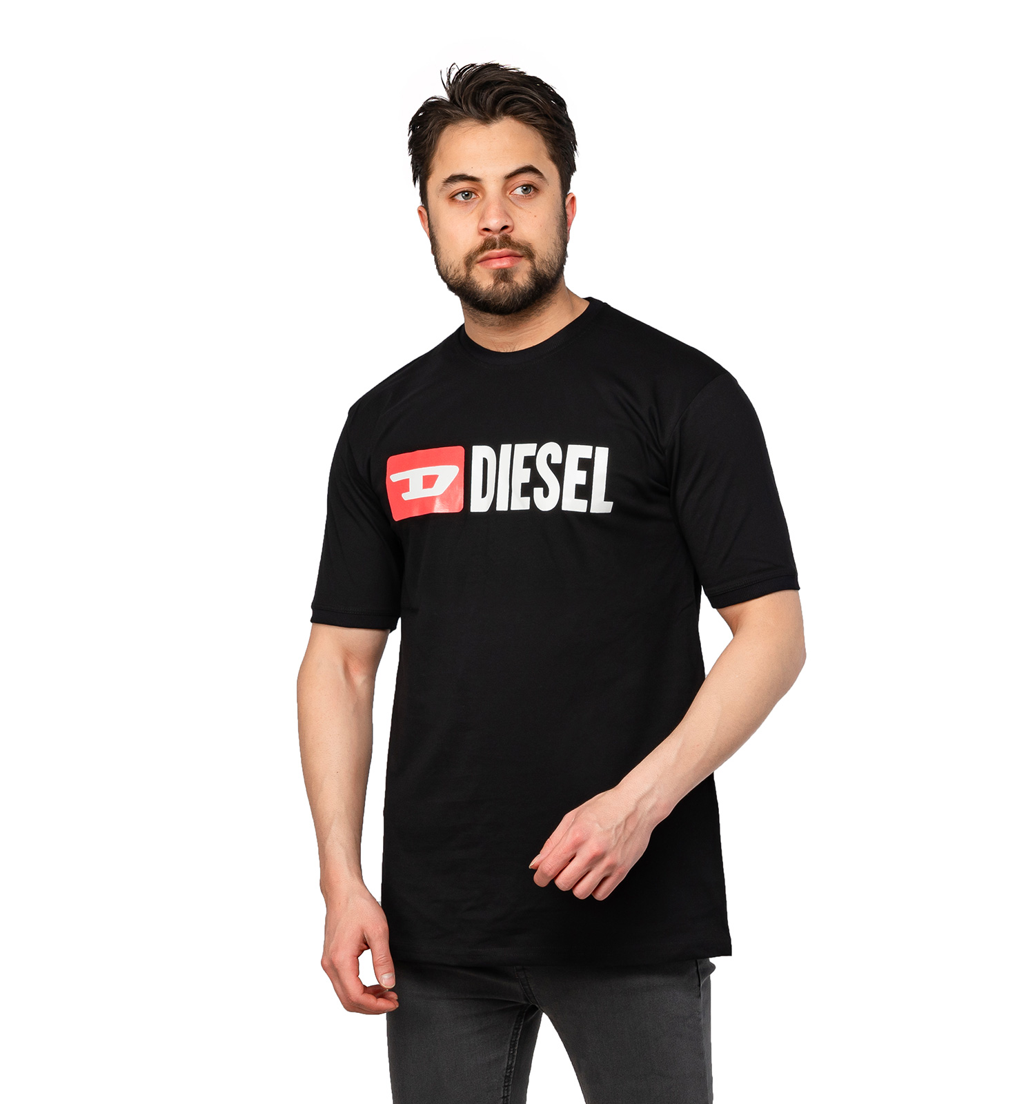 تیشرت Diesel یقه گرد مردانه مشکی طرحدار مدل 46878