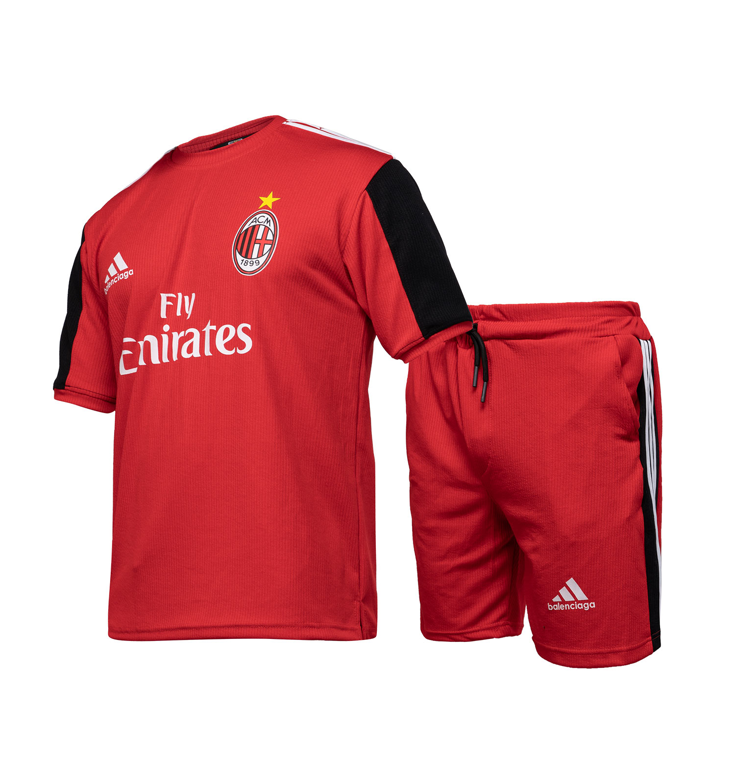 ست تیشرت شلوارک مردانه باشگاهی آث میلان یقه گرد مدل 47182