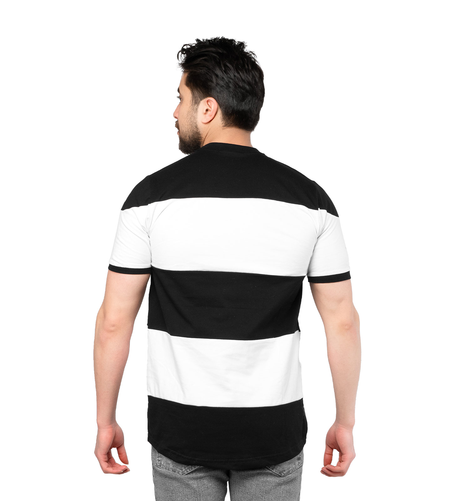 تیشرت یقه گرد مردانه پنبه رینگری مشکی مدل 46977