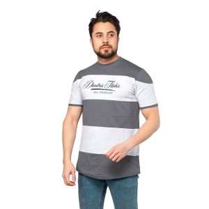 تیشرت یقه گرد مردانه پنبه رینگری طوسی مدل 46974