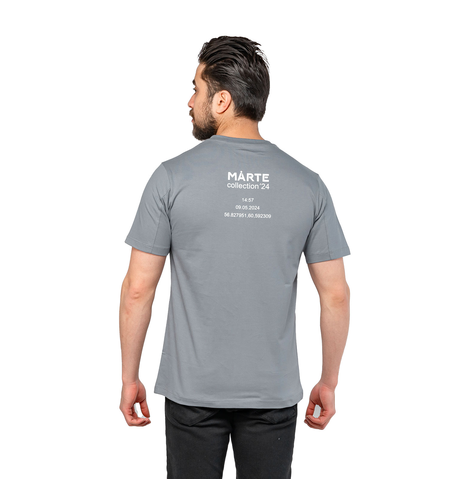 تیشرت لش Marta یقه گرد مردانه طوسی ساده مدل 47088