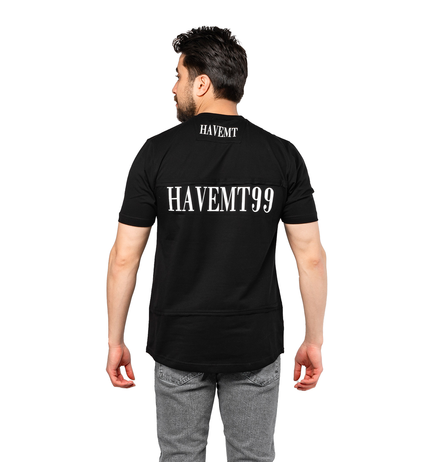 تیشرت Havemt یقه گرد مردانه تیکه دوزی مشکی مدل 46970