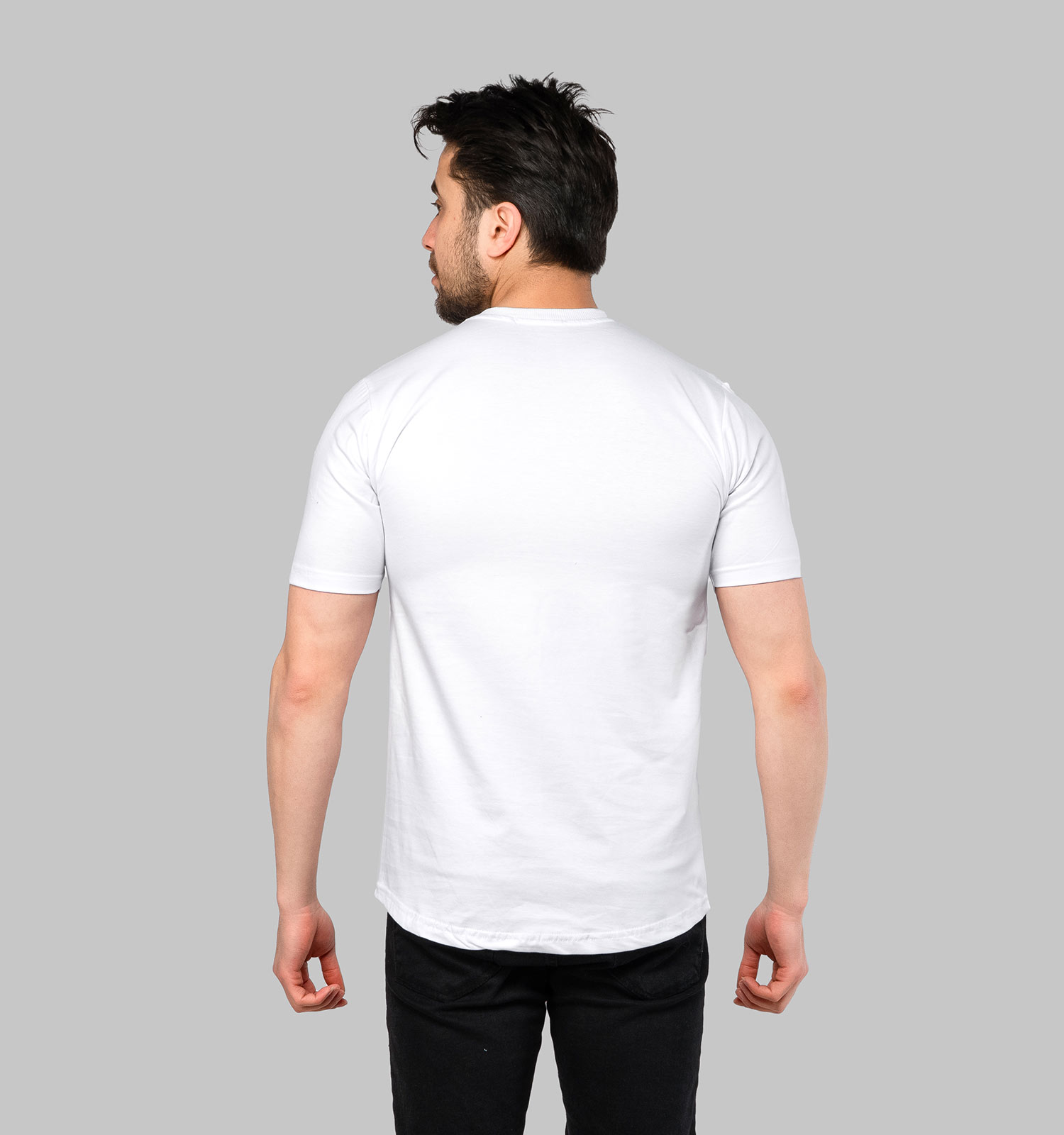 تیشرت یقه گرد مردانه سفید طرحدار مدل 47136