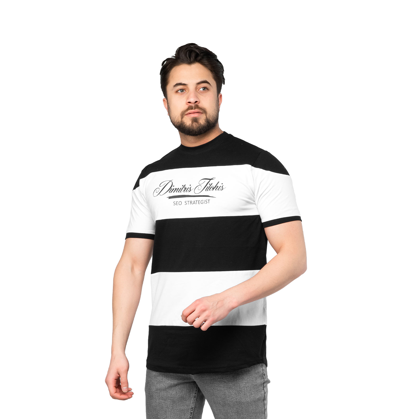 تیشرت یقه گرد مردانه پنبه رینگری مشکی مدل 46977