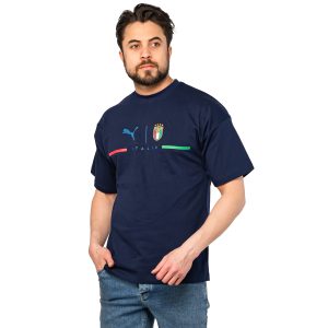 تیشرت لش Italia یقه گرد مردانه سرمه ای طرحدار مدل 47104