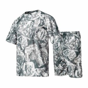 ست مردانه تیشرت شلوارک مراکشی طرحدار مدل 47472