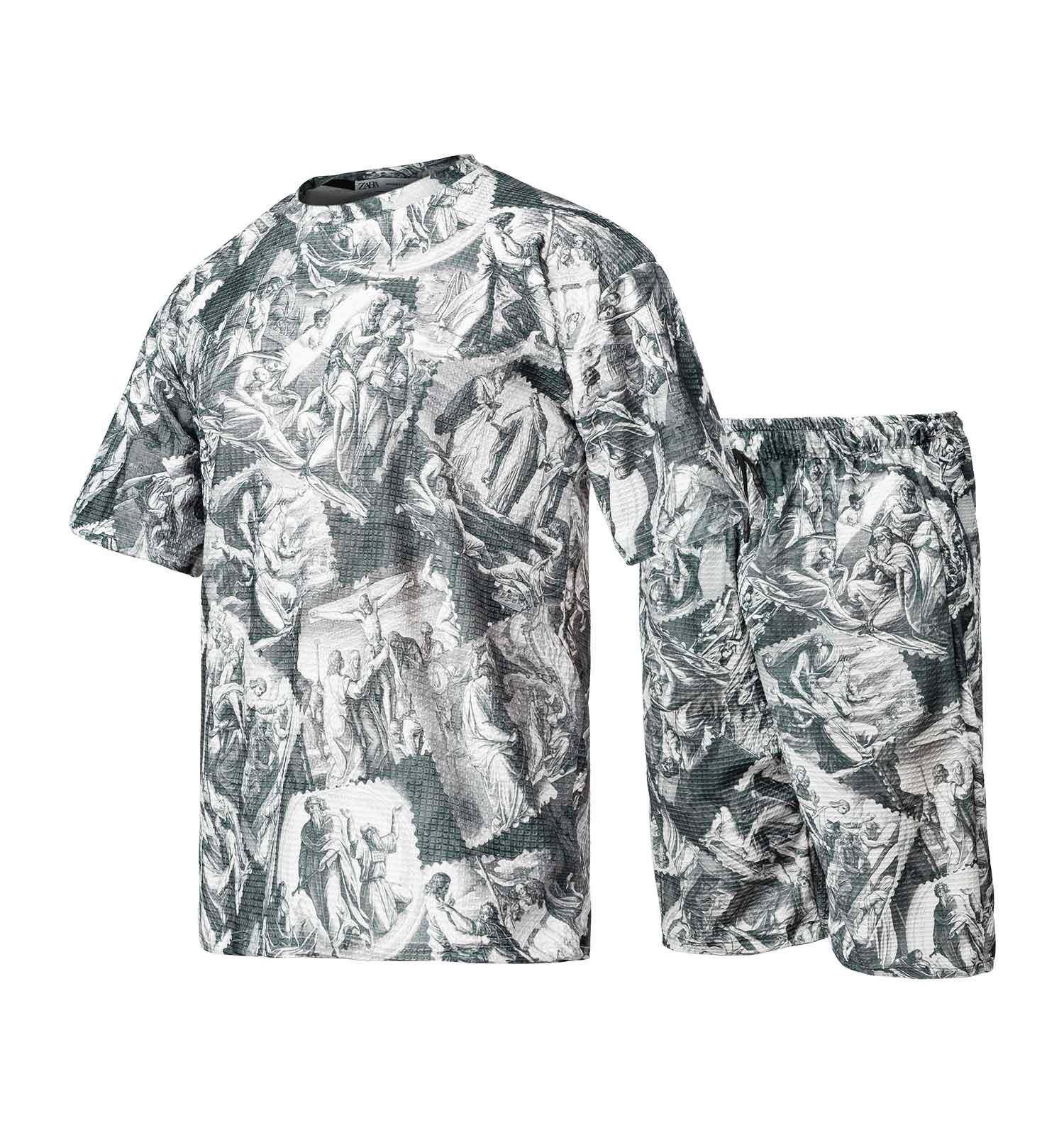 ست مردانه تیشرت شلوارک مراکشی طرحدار مدل 47472