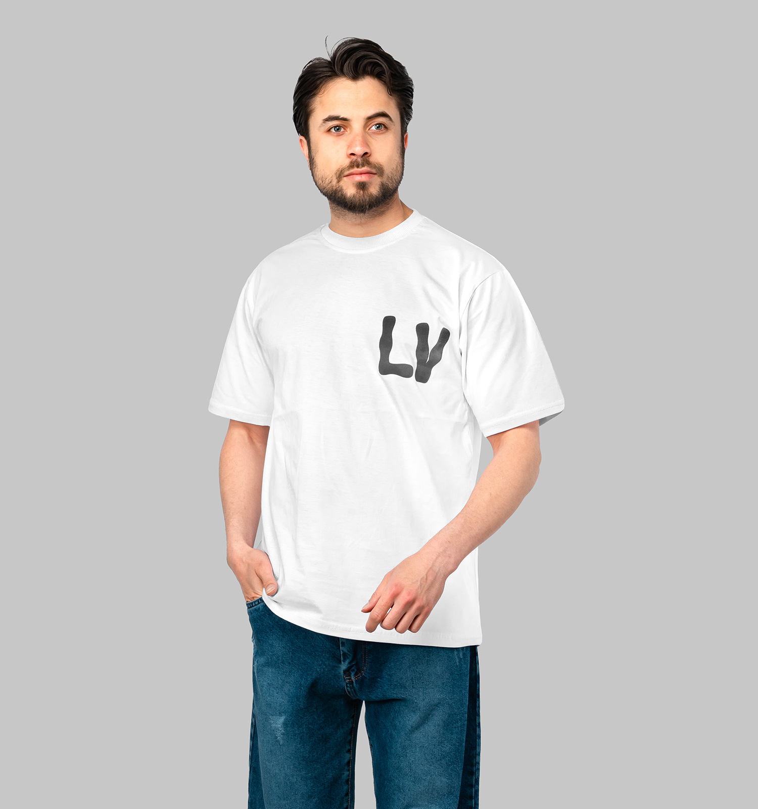 تیشرت Louis Vuitton یقه گرد مردانه سفید نخ پنبه طرحدار مدل 47490