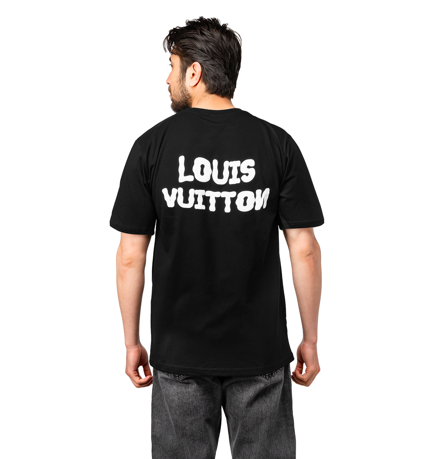 تیشرت Louis Vuitton یقه گرد مردانه مشکی نخ پنبه طرحدار مدل 47491